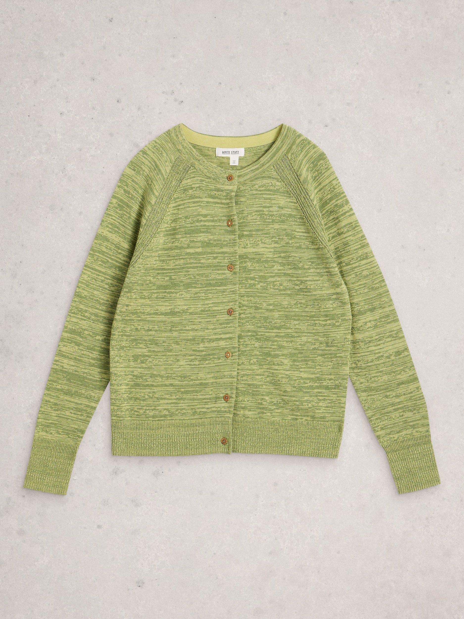 Product image 5 of 6, which shows White Stuff Lulu Striped Roll Neck Cardigan , Green, 6