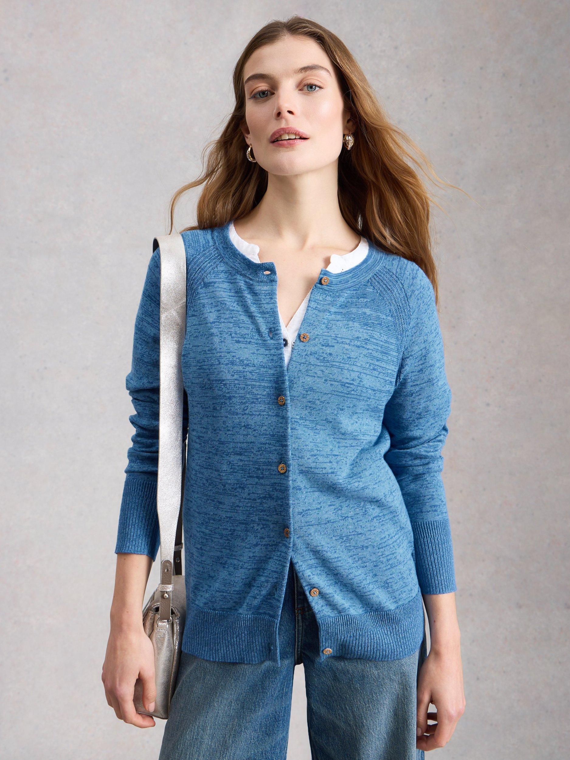 Product image 3 of 6, which shows White Stuff Lulu Twist Yarn Cardigan, Blue, 6