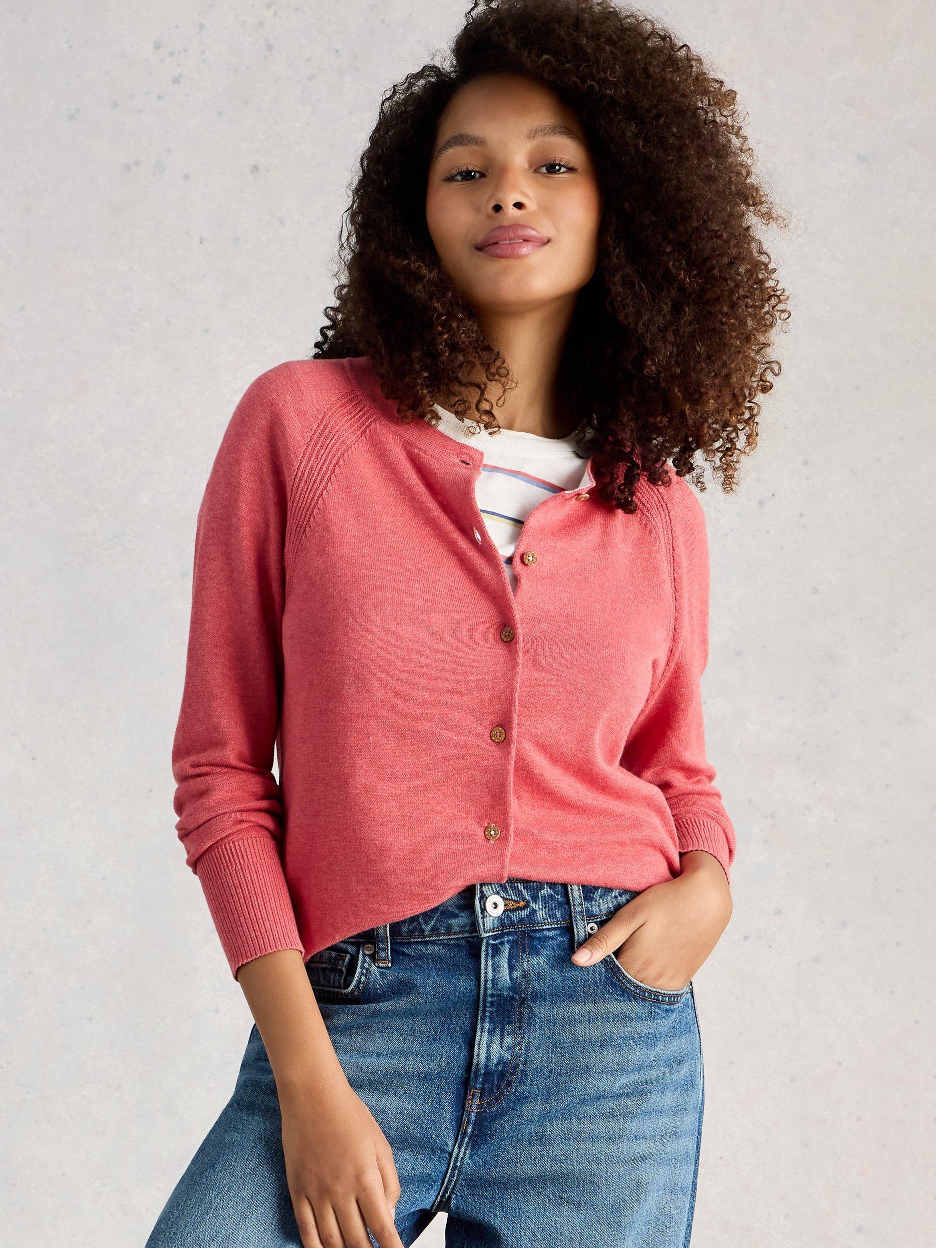 Product image 3 of 5, which shows White Stuff Lulu Round Neck Cardigan , Pink, 6