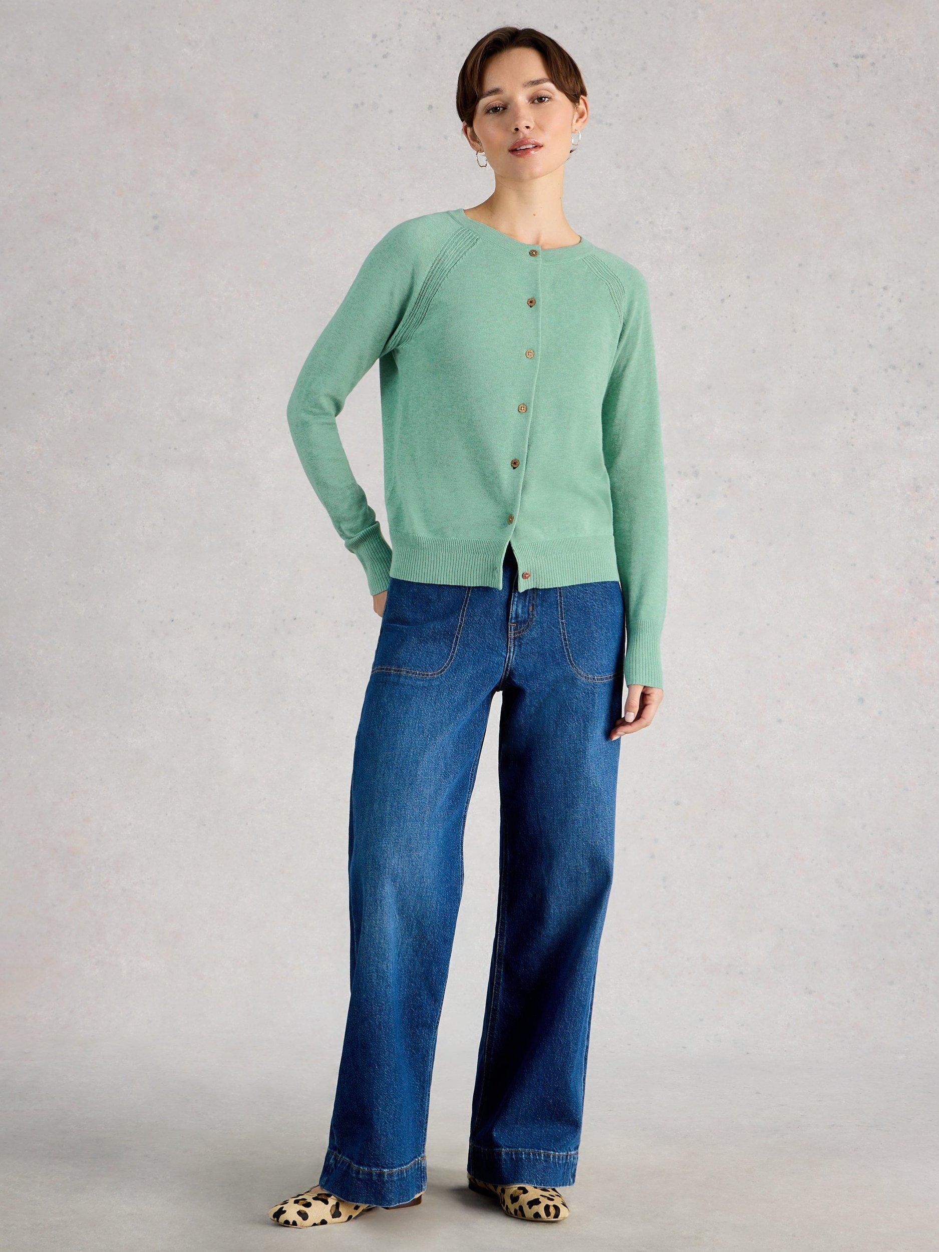 Product image 1 of 6, which shows White Stuff Lulu Round Neck Cardigan , Teal, 6