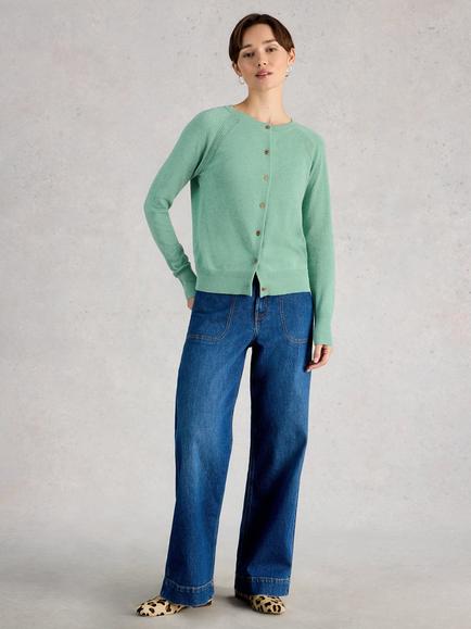White Stuff Lulu Round Neck Cardigan, Teal