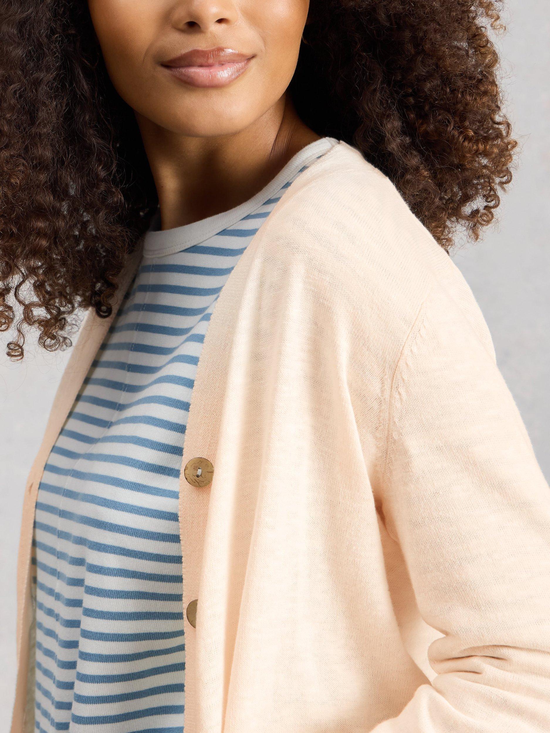 Product image 3 of 6, which shows White Stuff Nova V-Neck Cardigan, Natural, 6