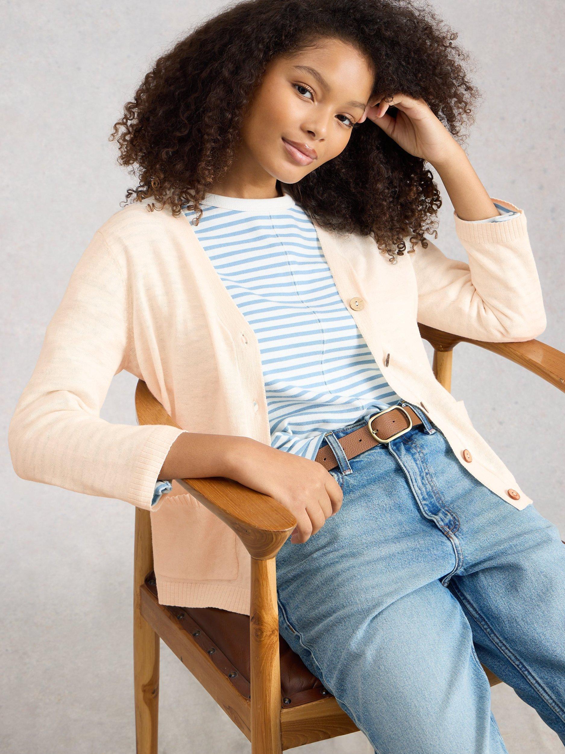 Product image 4 of 6, which shows White Stuff Nova V-Neck Cardigan, Natural, 6