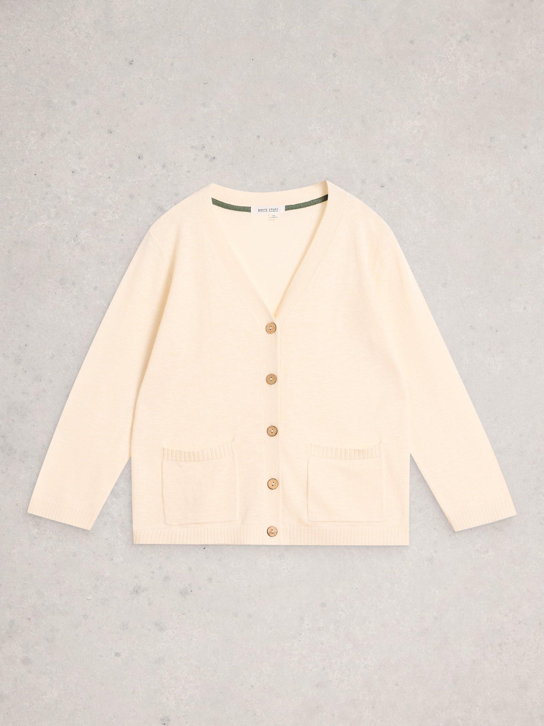 Product image 5 of 6, which shows White Stuff Nova V-Neck Cardigan, Natural, 6