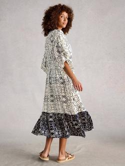 White Stuff Otterley Beach Kaftan containing LENZING™ ECOVERO™ Viscose , Ivory/Navy - view 2, Ivory/Navy