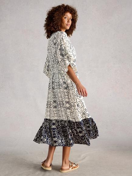 White Stuff Otterley Beach Kaftan containing LENZING™ ECOVERO™ Viscose , Ivory/Navy - view 2, Ivory/Navy