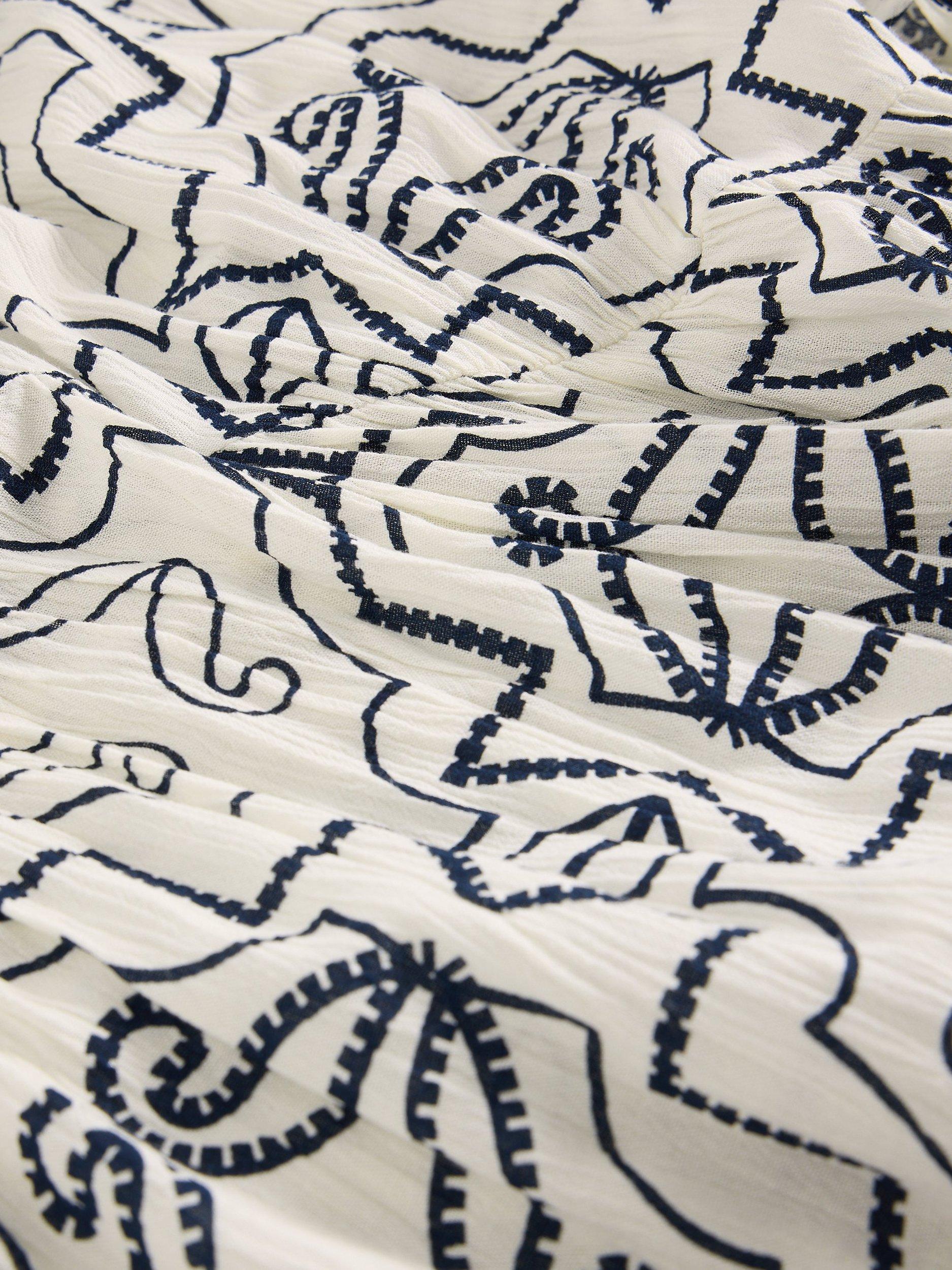 Product image 6 of 6, which shows White Stuff Otterley Beach Kaftan containing LENZING™ ECOVERO™ Viscose , Ivory/Navy, XS