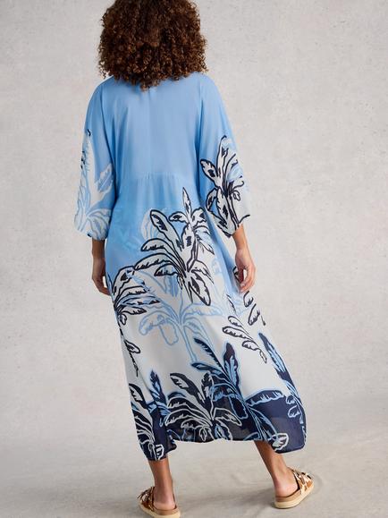 White Stuff Cleo Graphic Kimono, Blue/Multi - view 2, Blue/Multi