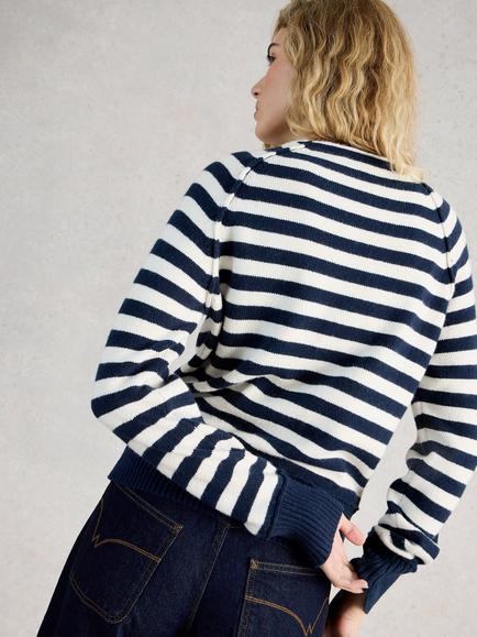 White Stuff Britney Stripe Sweatshirt, Blue/Multi - view 2, Blue/Multi