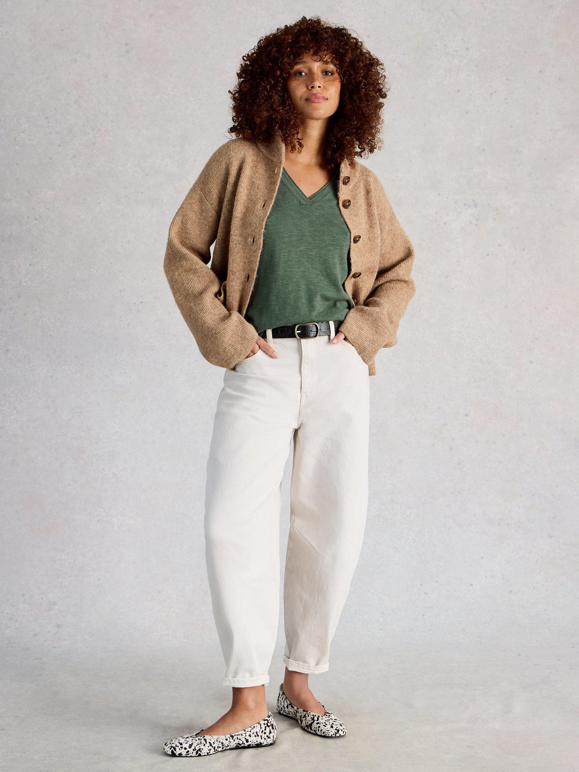 Product image 1 of 6, which shows White Stuff Elody V-Neck Jumper, Khaki, 6