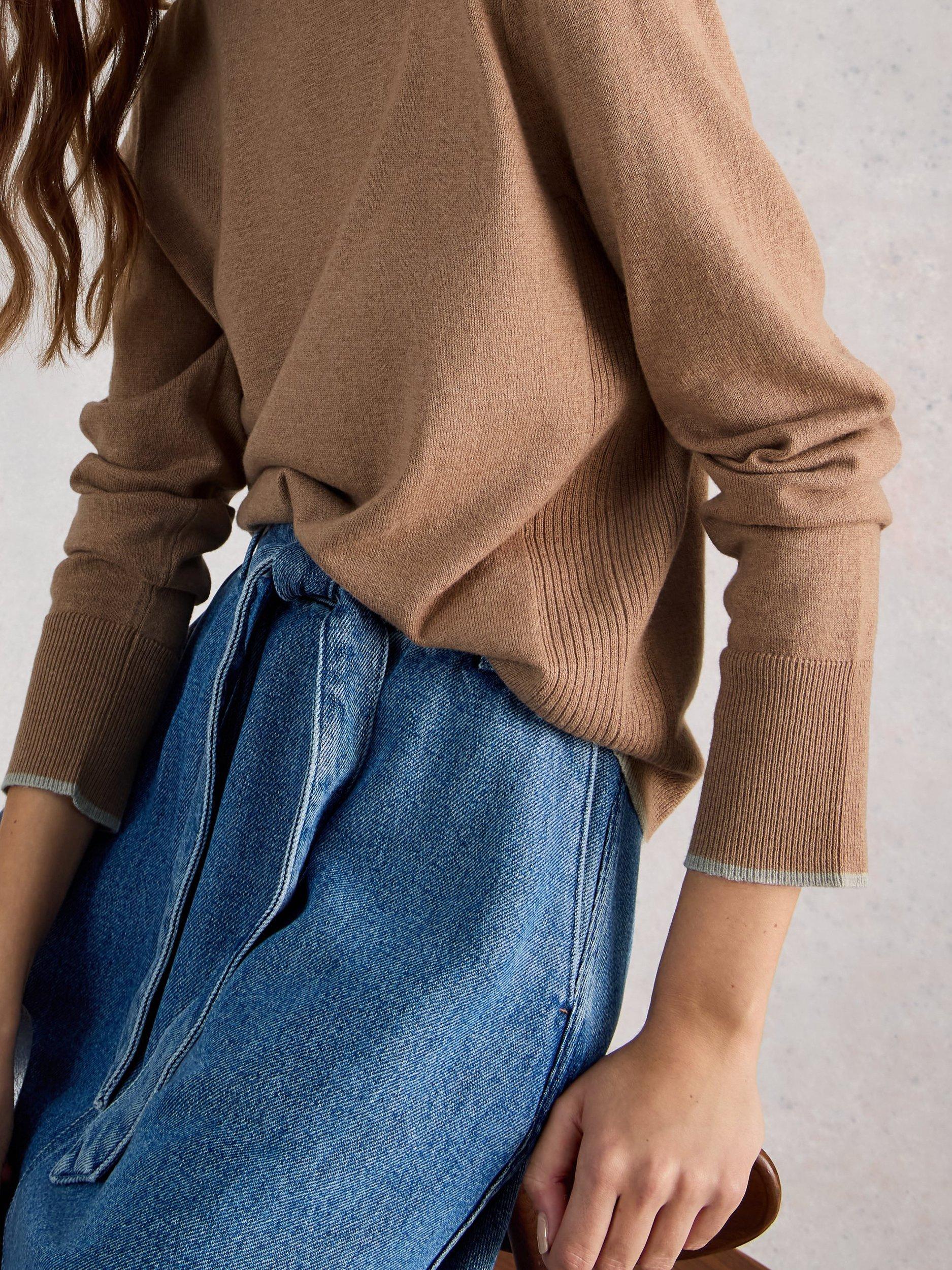 Product image 3 of 6, which shows White Stuff Katie Crew Neck Jumper, Brown, 6