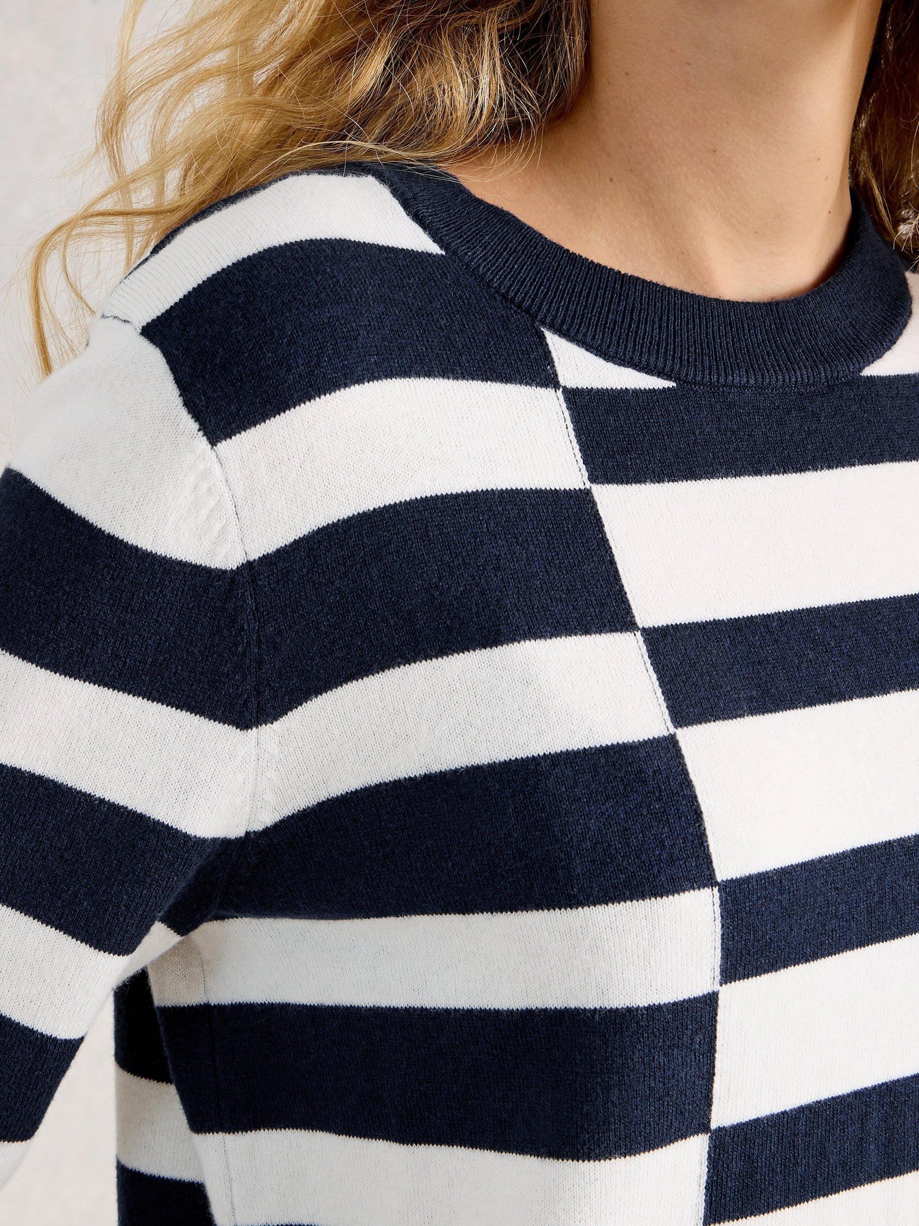 Product image 3 of 6, which shows White Stuff Katie Mixed Stripe Jumper, Navy/White, 6