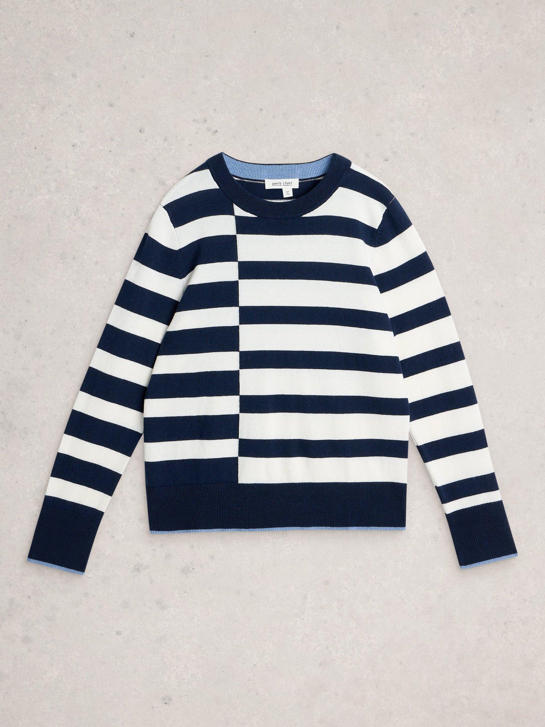 Product image 5 of 6, which shows White Stuff Katie Mixed Stripe Jumper, Navy/White, 6