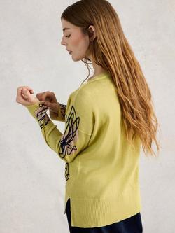 White Stuff Olive Floral Jumper, Olive Yellow/Multi - view 2, Olive Yellow/Multi