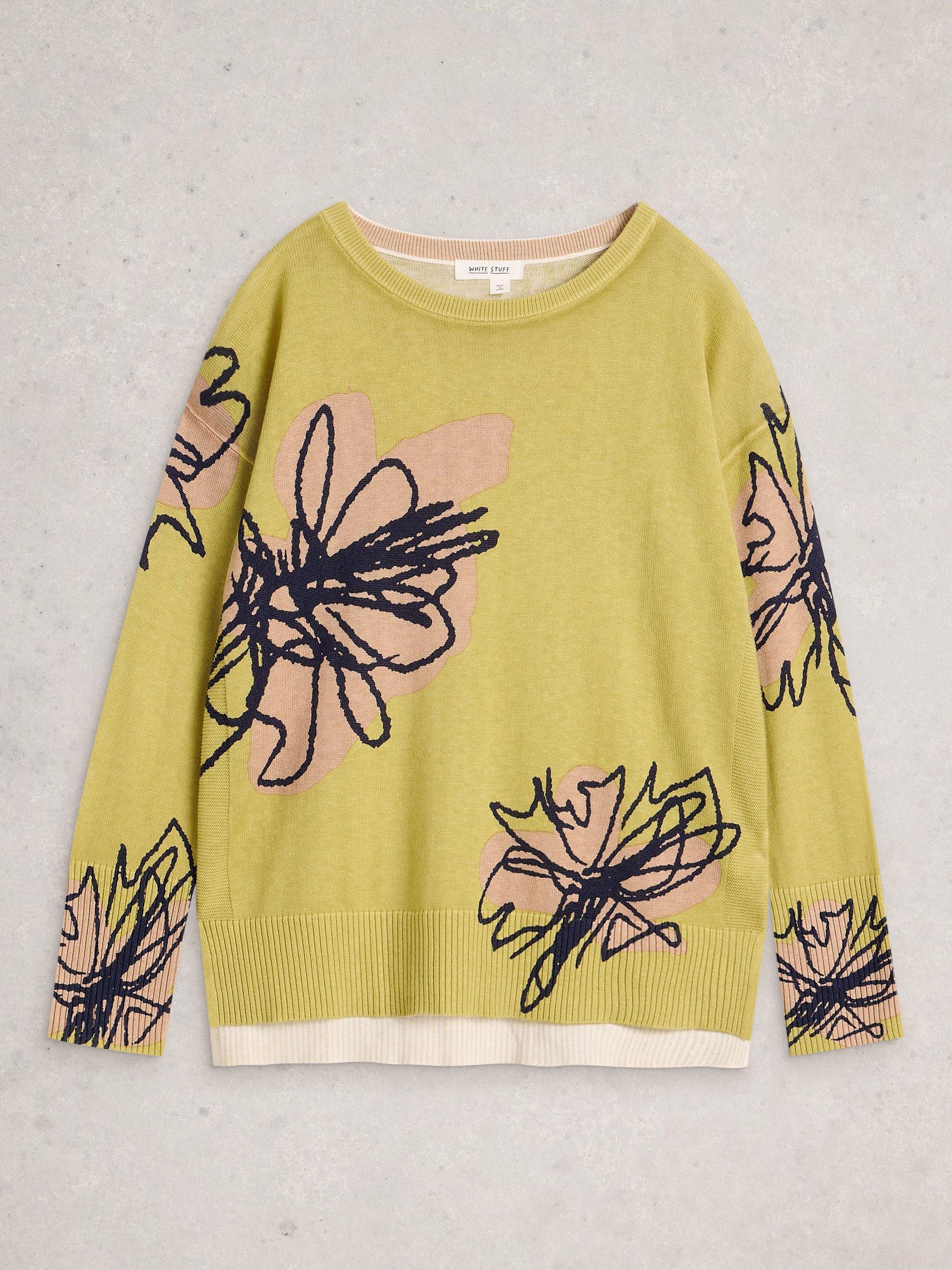 Product image 5 of 6, which shows White Stuff Olive Floral Jumper, Olive Yellow/Multi, 6