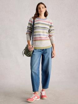 White Stuff Talia Stripe Nep Yarn Jumper, Grey/Multi, Grey/Multi