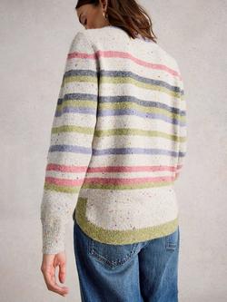 White Stuff Talia Stripe Nep Yarn Jumper, Grey/Multi - view 2, Grey/Multi