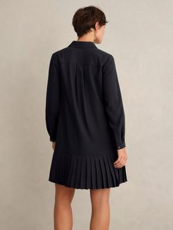 Hobbs Tina Pleated Drop Hem Dress, Navy - view 2, Navy