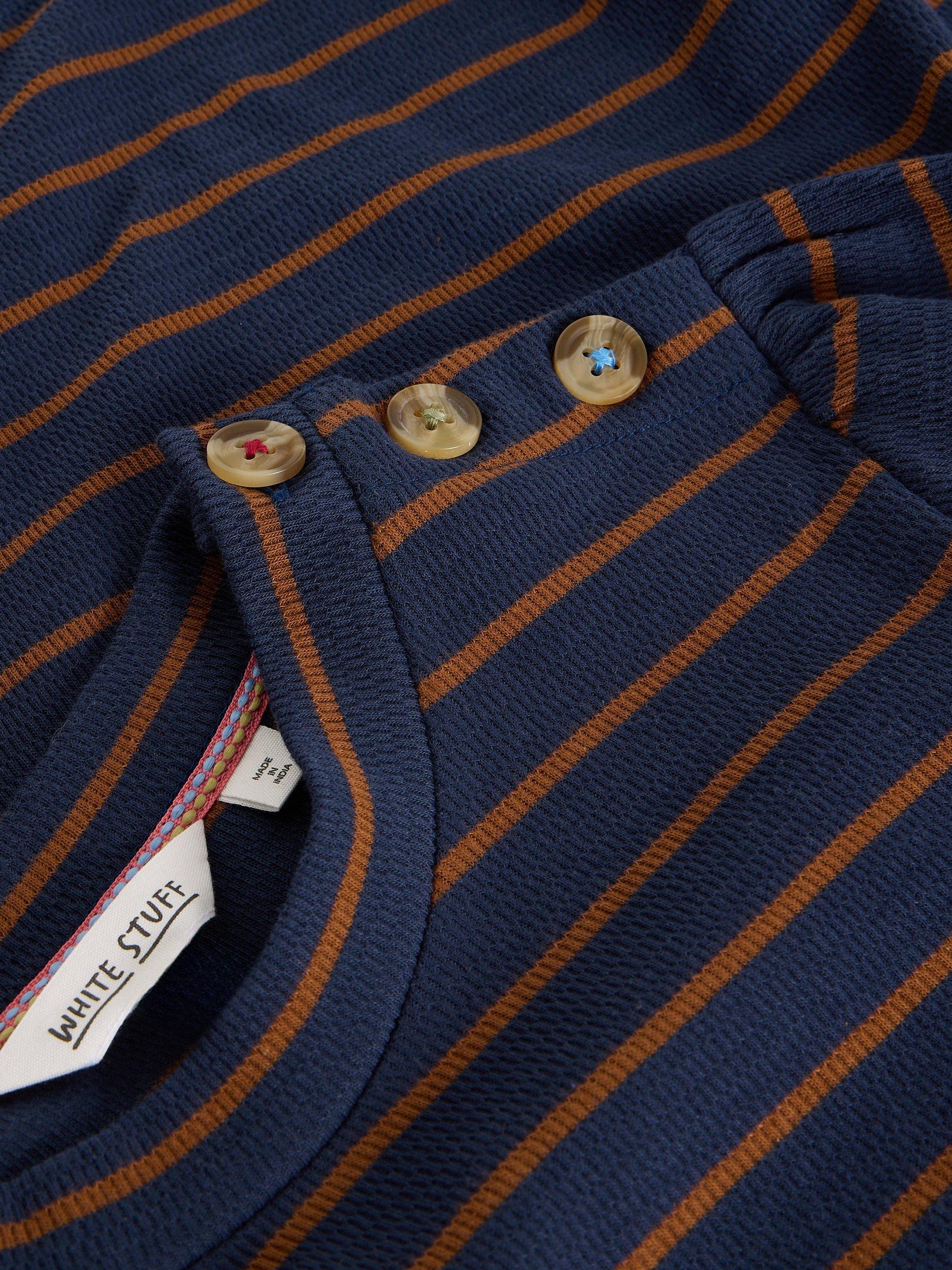 Product image 6 of 6, which shows White Stuff Amy Button Detail Stripe Jersey Dress, Navy/Multi, 6