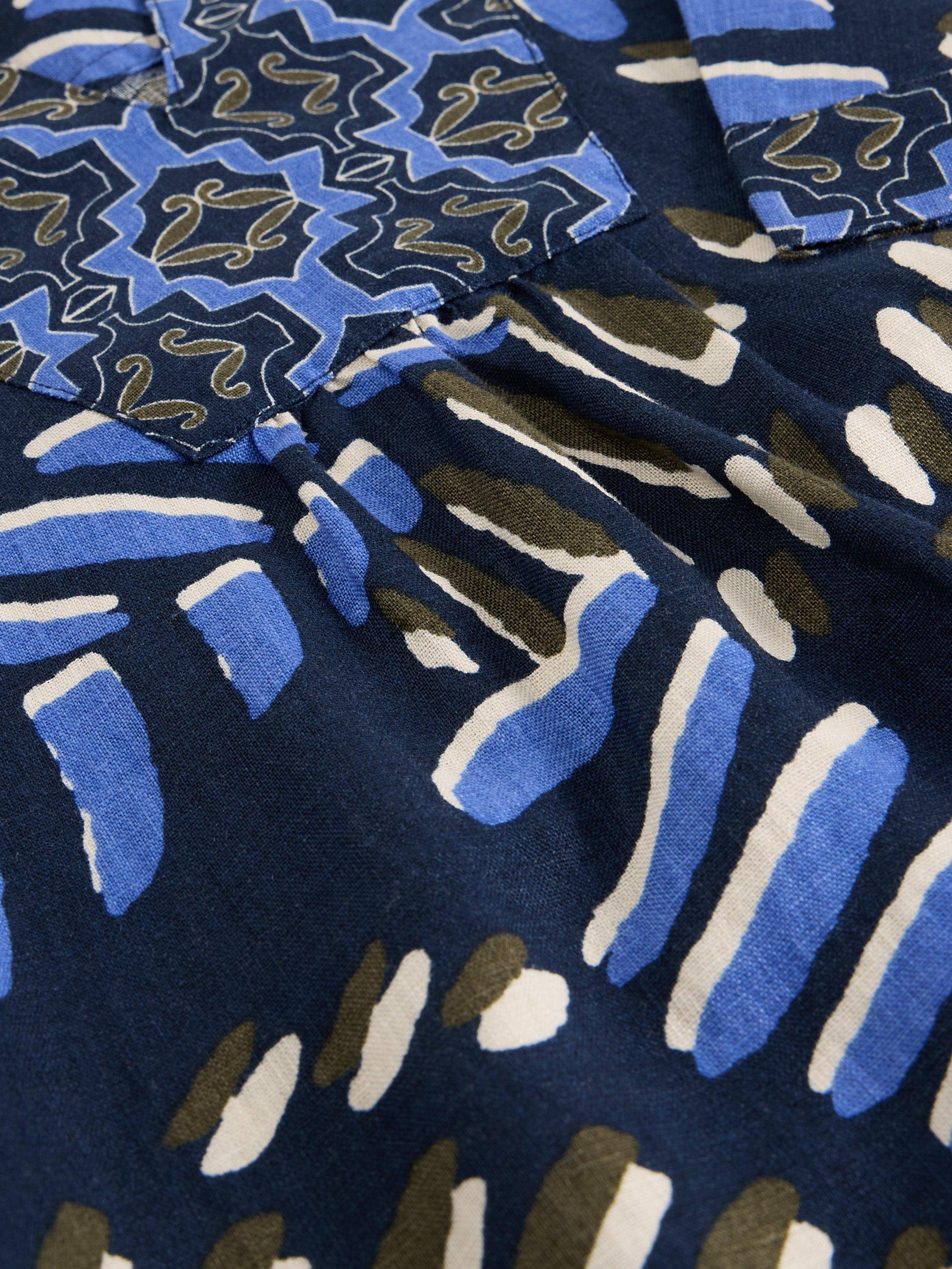 Product image 6 of 6, which shows White Stuff Ash Leaves Pure Linen Dress, Navy/Multi, 6