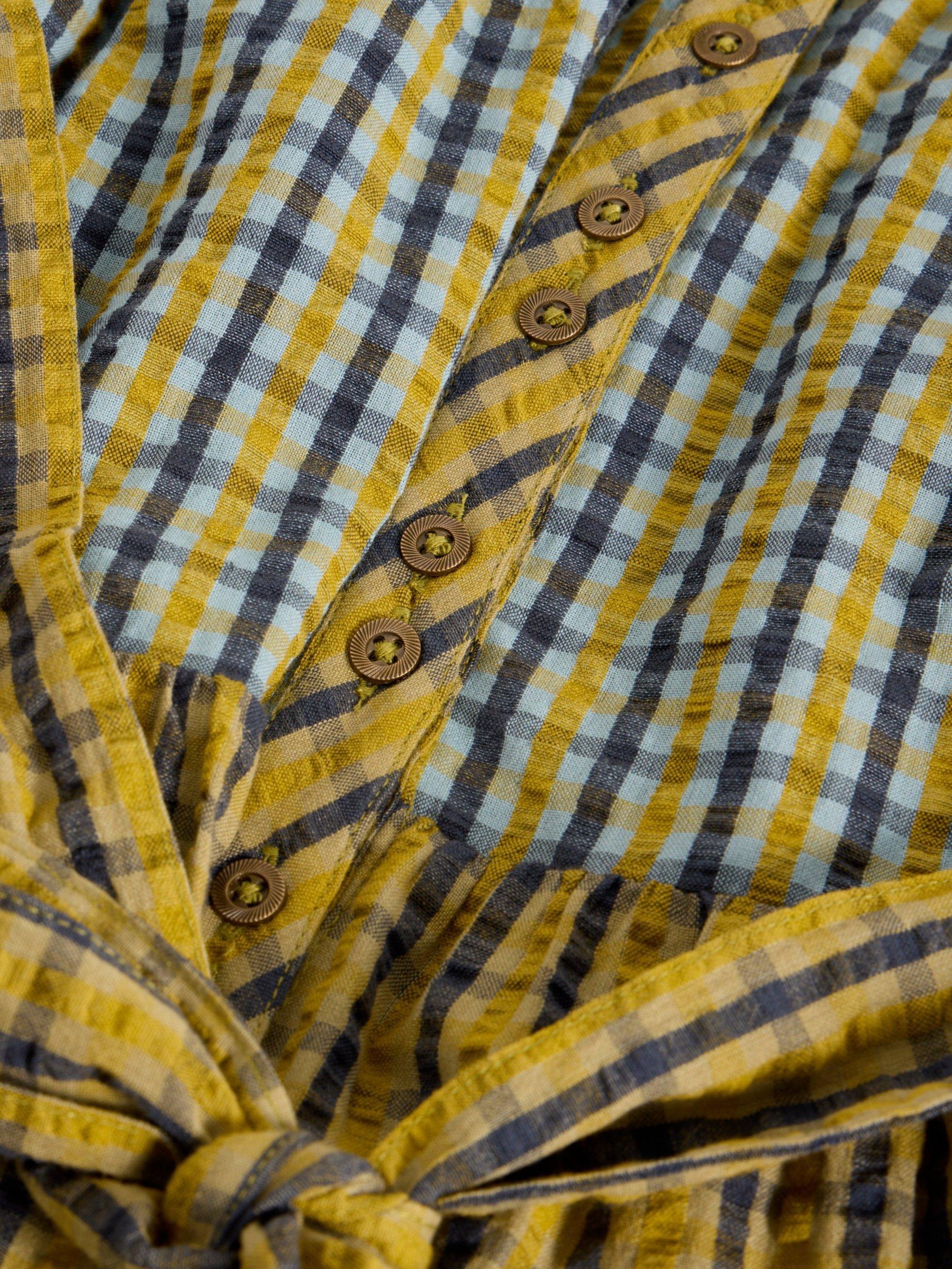 Product image 6 of 6, which shows White Stuff Clementine Check Shirt Midi Dress, Green/Multi, 6