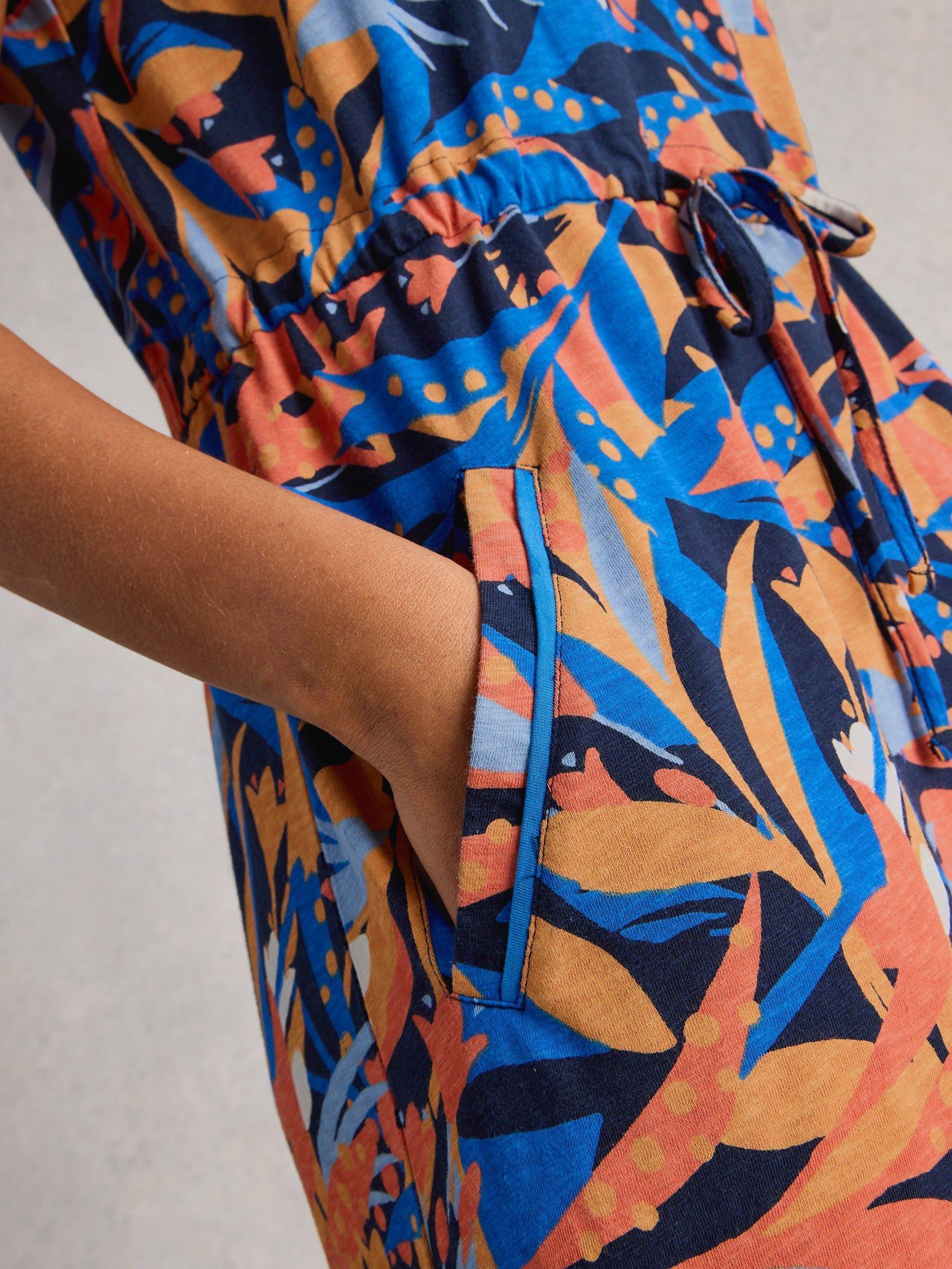 Product image 4 of 6, which shows White Stuff Heidi Abstract Jersey Dress, Blue/Multi, XS