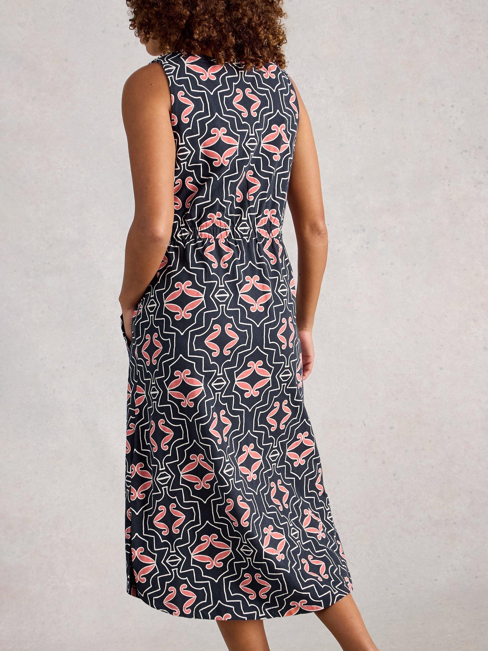 Product image 2 of 6, which shows White Stuff Heidi Abstract Jersey Dress, Blue/Multi, XS