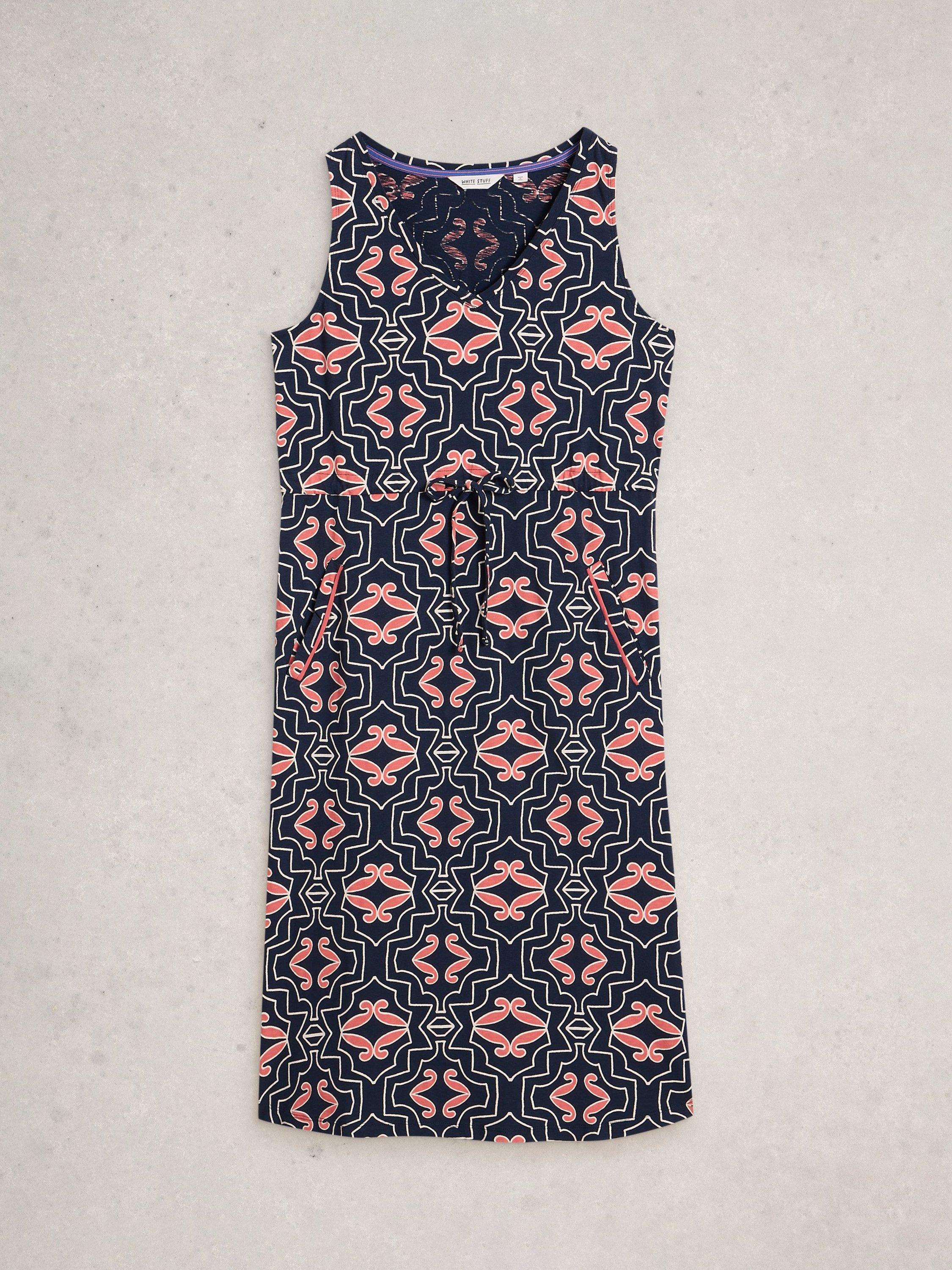 Product image 5 of 6, which shows White Stuff Heidi Abstract Jersey Dress, Blue/Multi, XS