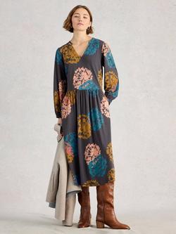 White Stuff Leah Floral Jersey Dress, Black/Multi, Black/Multi