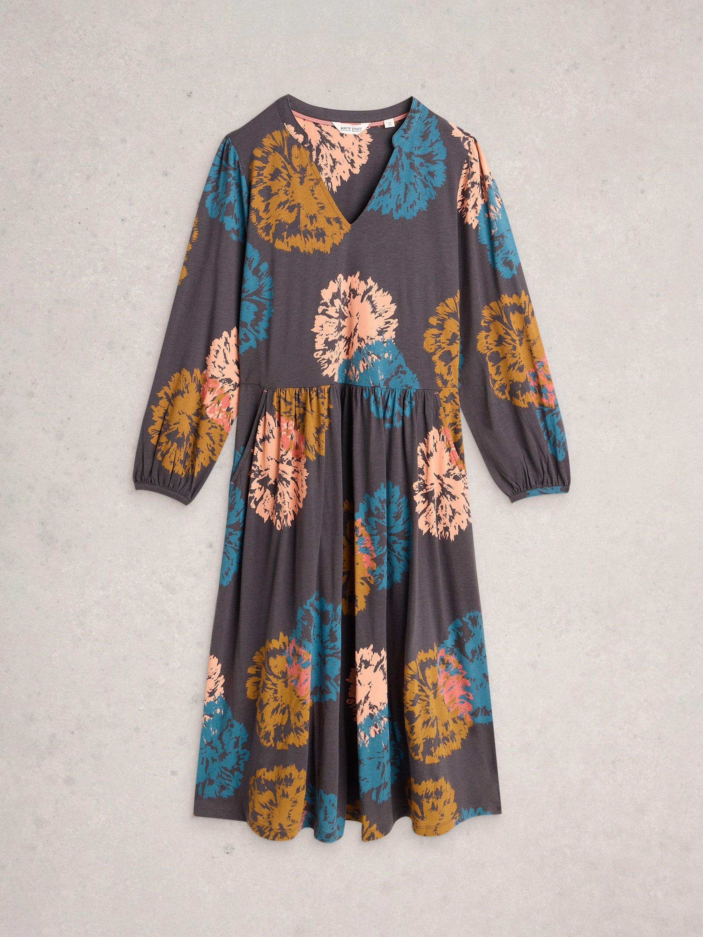 Product image 5 of 6, which shows White Stuff Leah Floral Jersey Dress, Black/Multi, 6