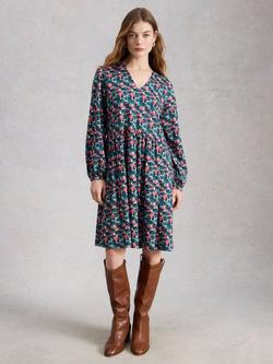 White Stuff Lola Abstract Jersey Dress, Blue/Multi, Blue/Multi