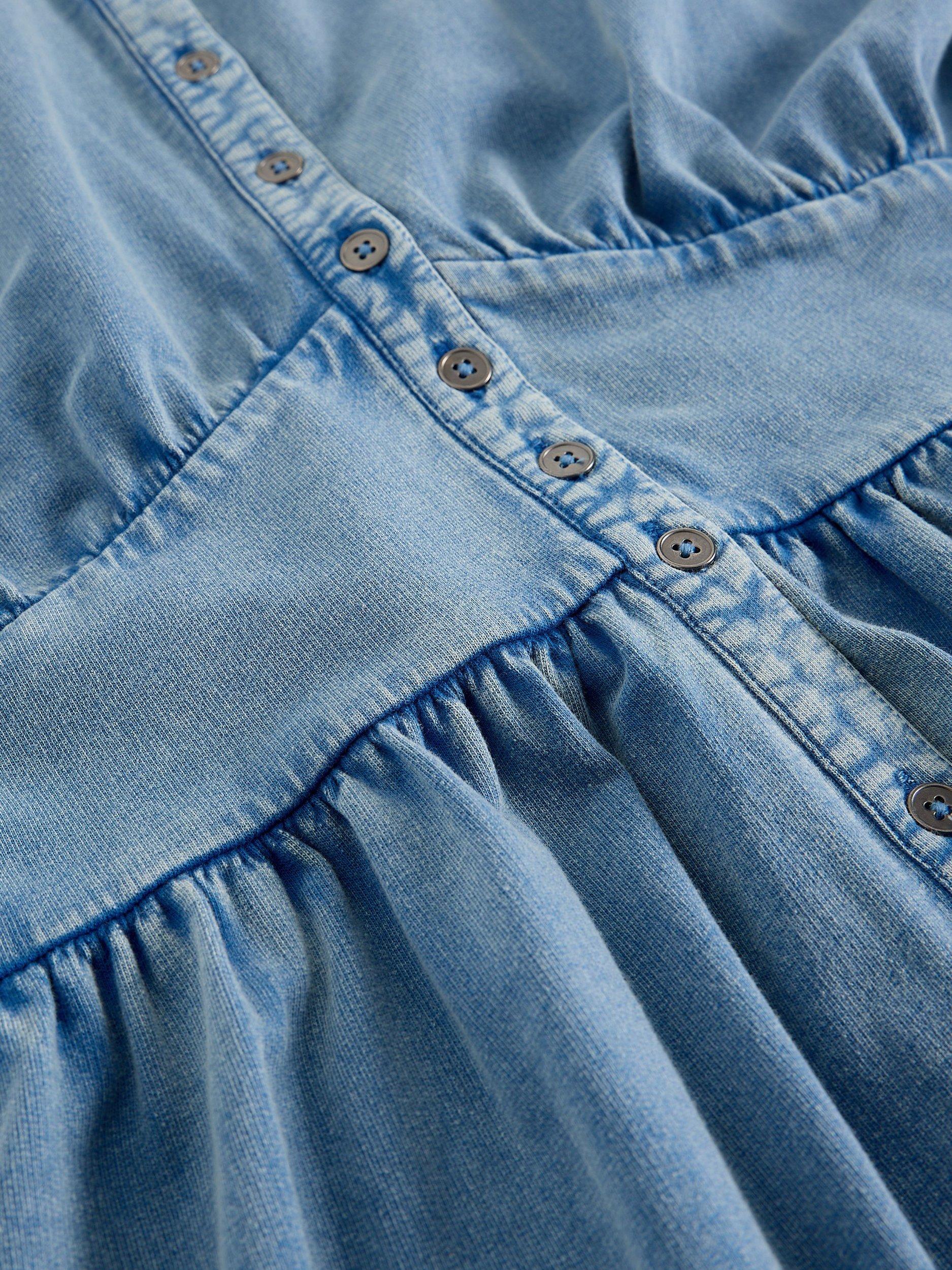 Product image 6 of 6, which shows White Stuff Lottie Jersey Denim Dress, Light Blue, 6