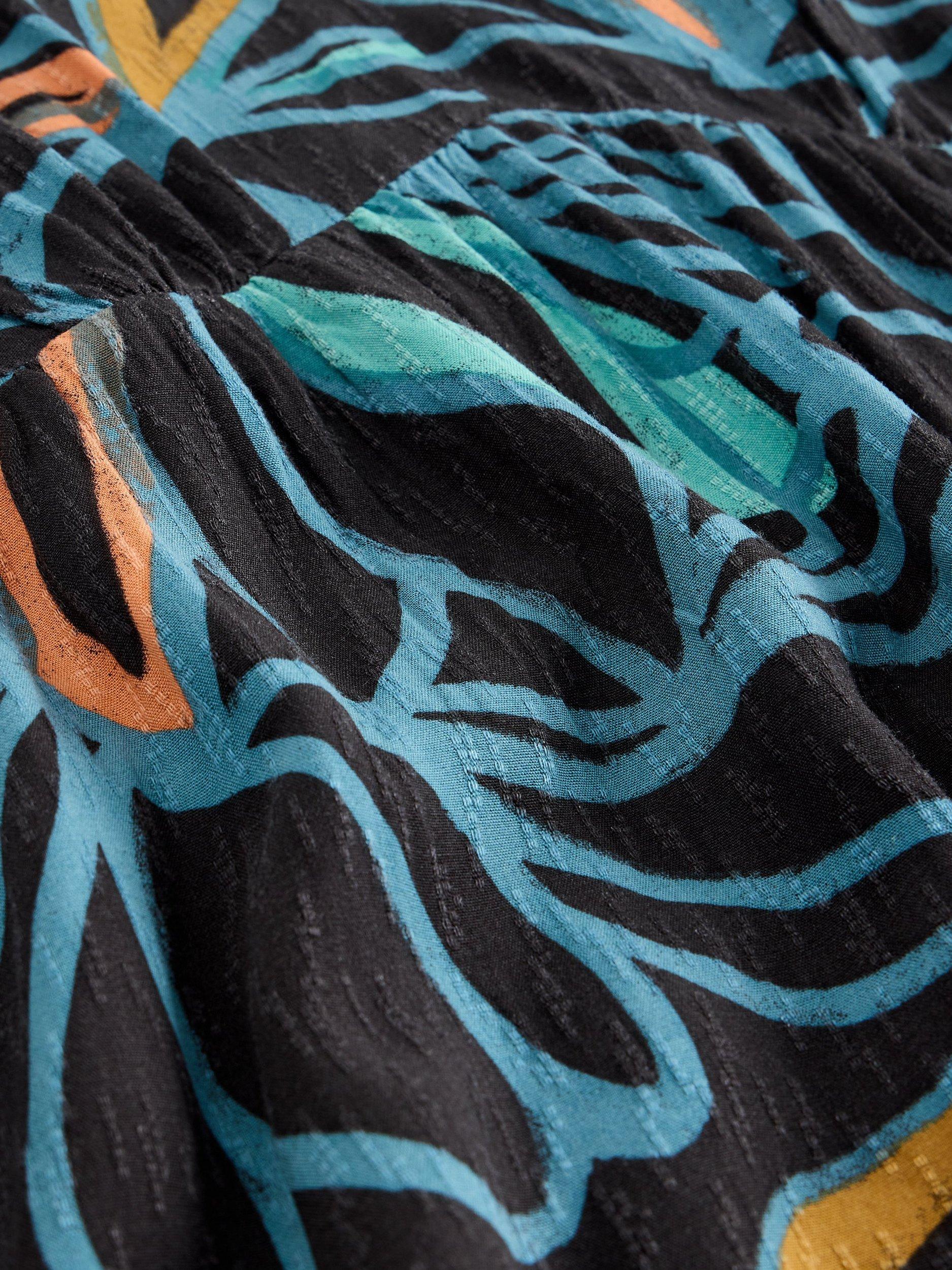 Product image 6 of 6, which shows White Stuff Lucy Abstract Midi Dress containing LENZING™ ECOVERO™ Viscose, Black/Multi, 6