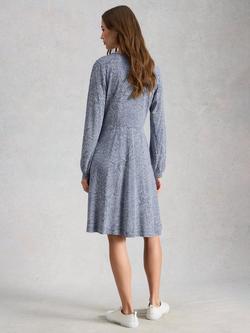 White Stuff Meg Heart Print Jersey Dress, Blue/White - view 2, Blue/White