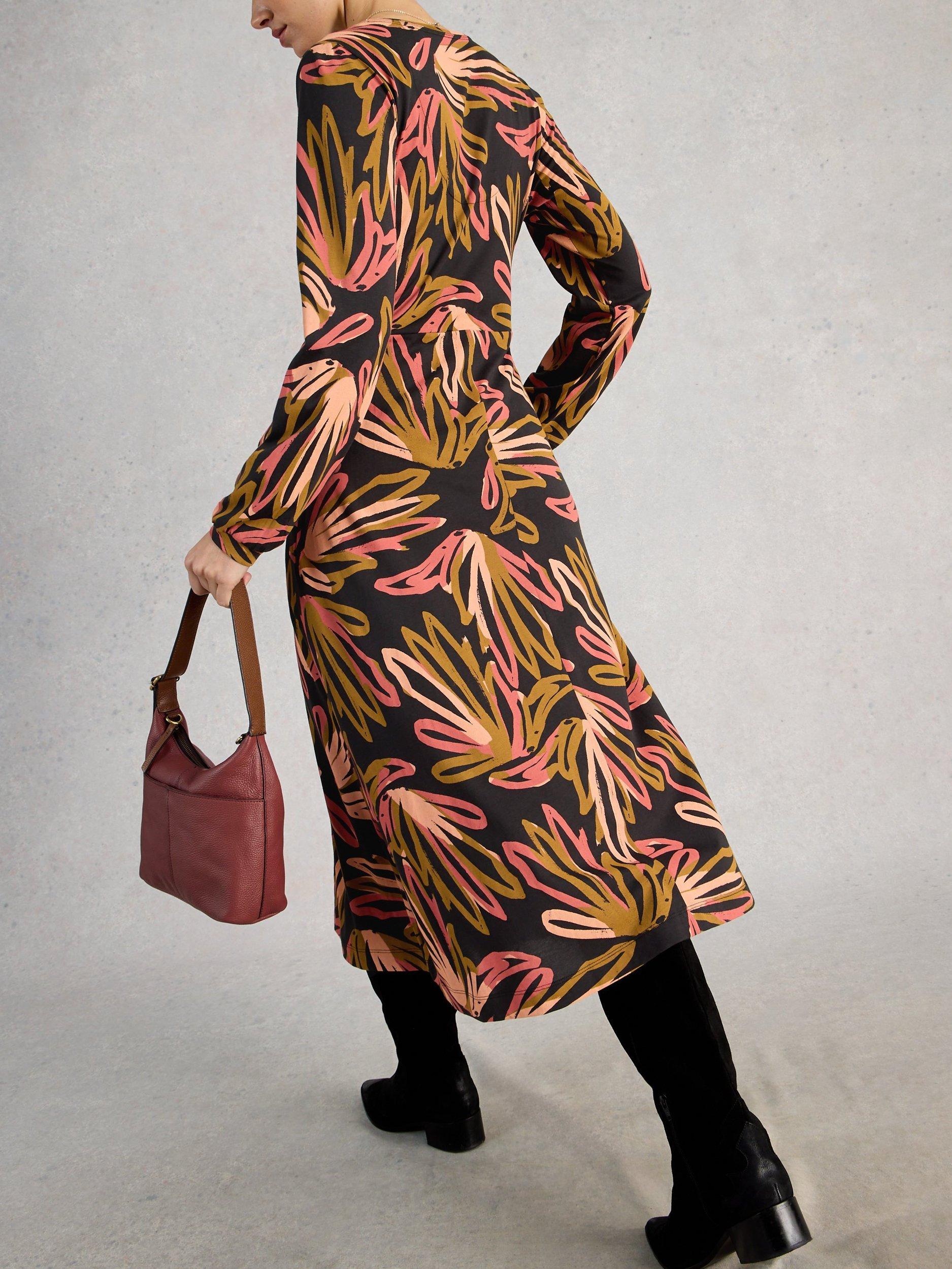 Product image 2 of 6, which shows White Stuff Megan Jersey Dress , Black/Multi, 6