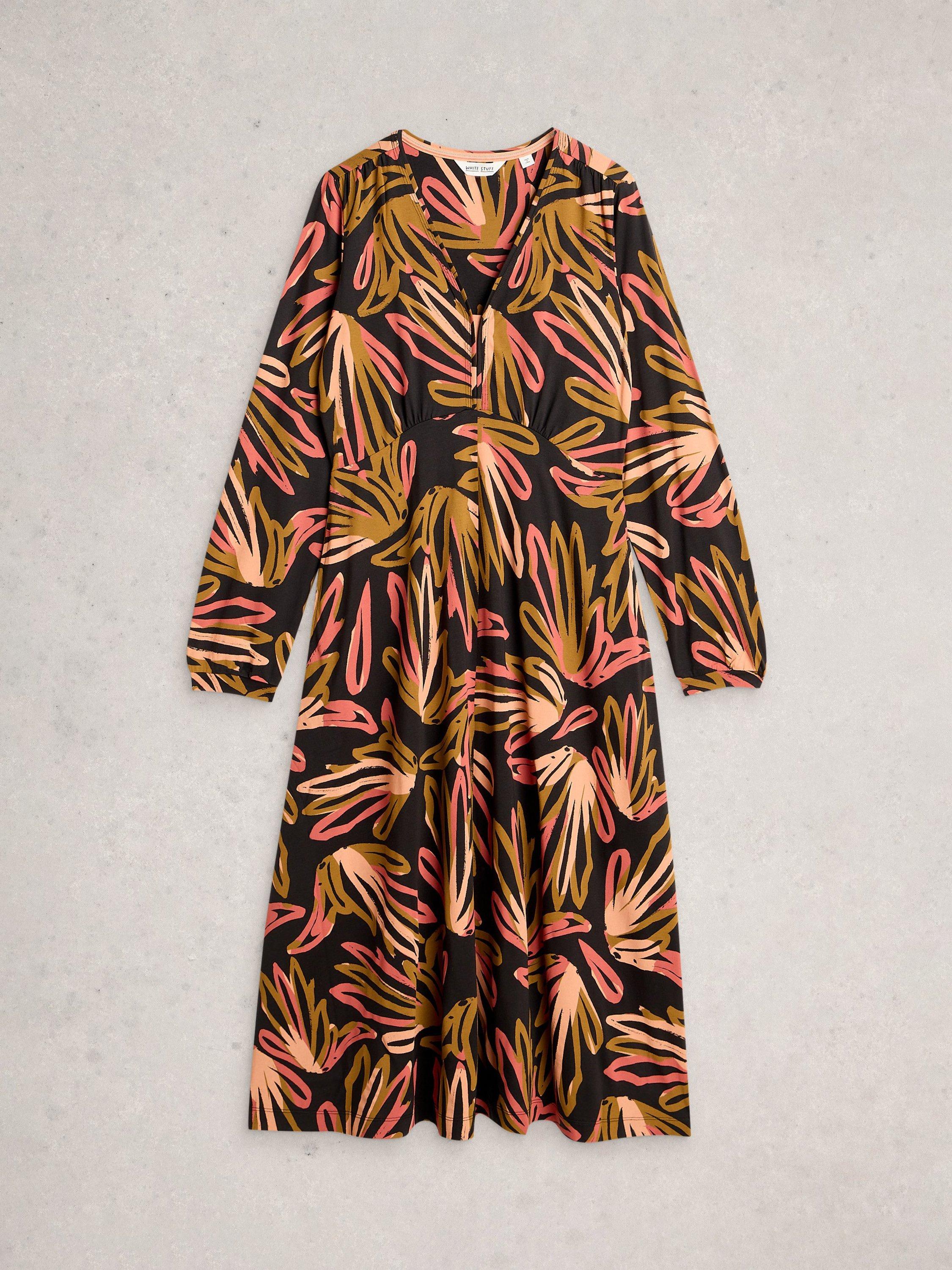 Product image 5 of 6, which shows White Stuff Megan Jersey Dress , Black/Multi, 6