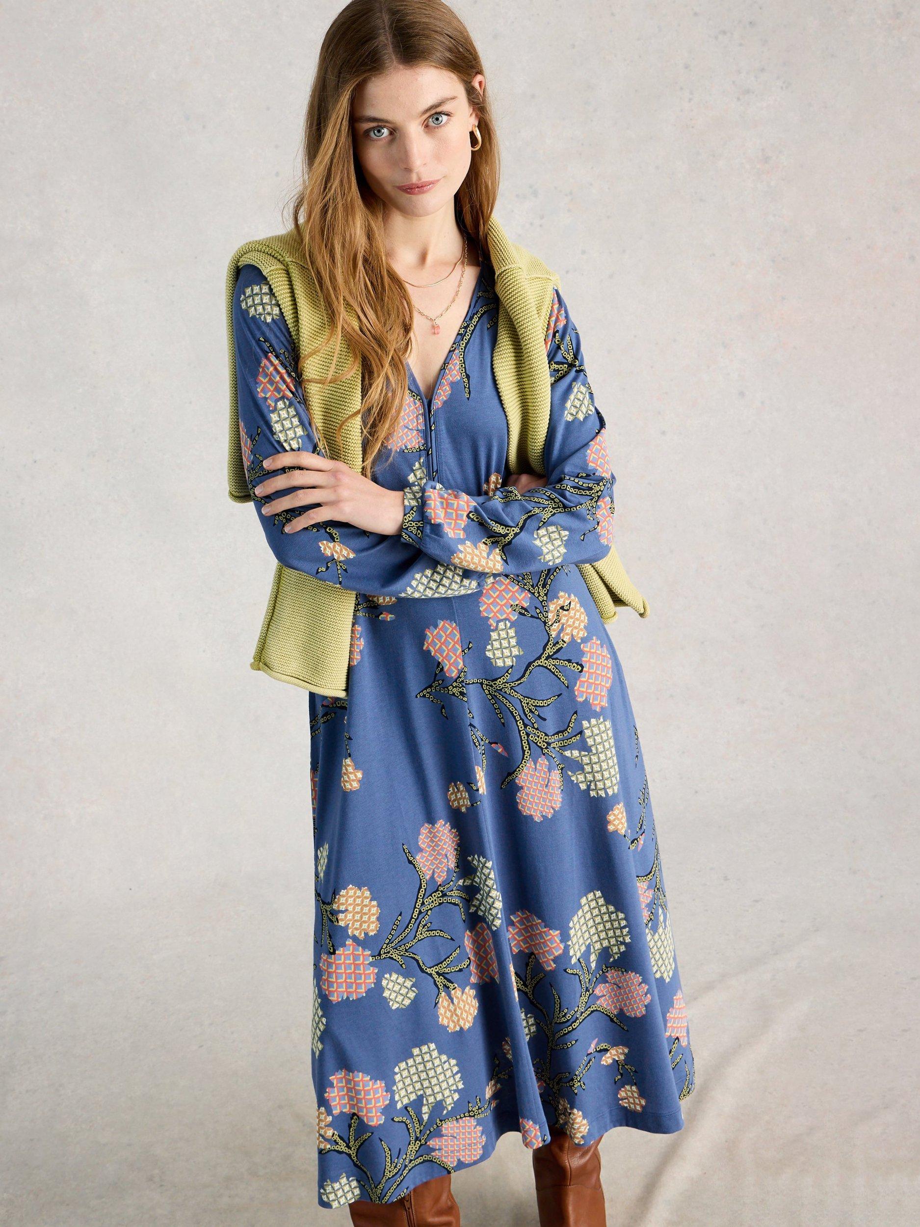 Product image 3 of 6, which shows White Stuff Megan Dress, Blue/Multi, 6