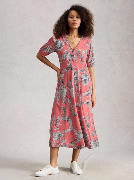 White Stuff Megan Dress, Pink/Multi, Pink/Multi