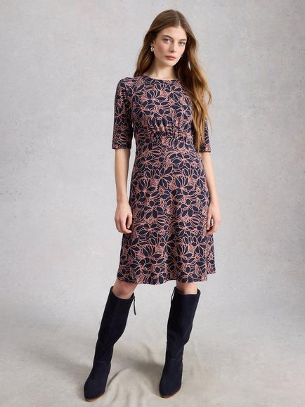 White Stuff Olivia Floral Jersey Dress, Navy/Multi, Navy/Multi