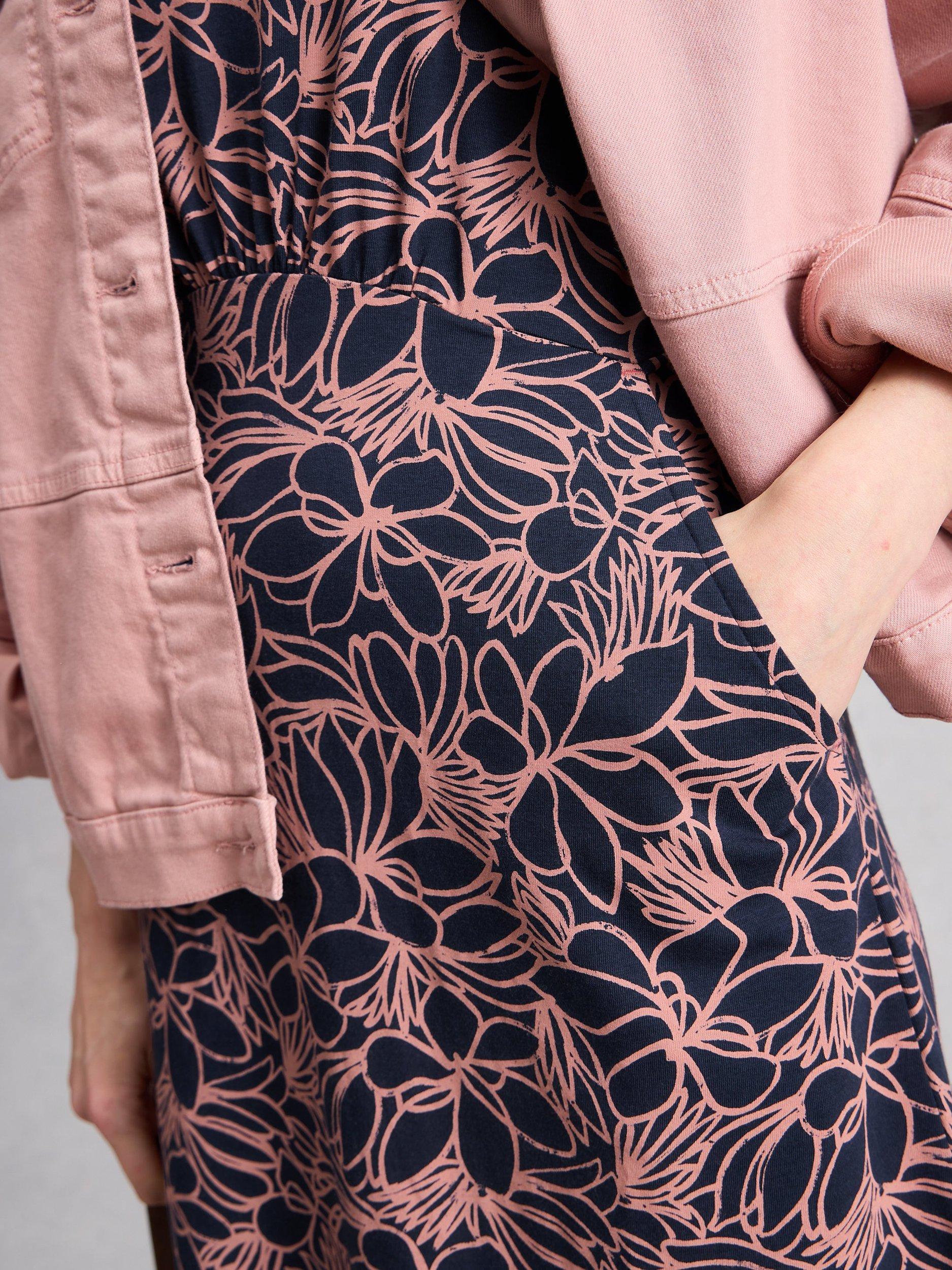 Product image 3 of 6, which shows White Stuff Olivia Floral Jersey Dress, Navy/Multi, 6