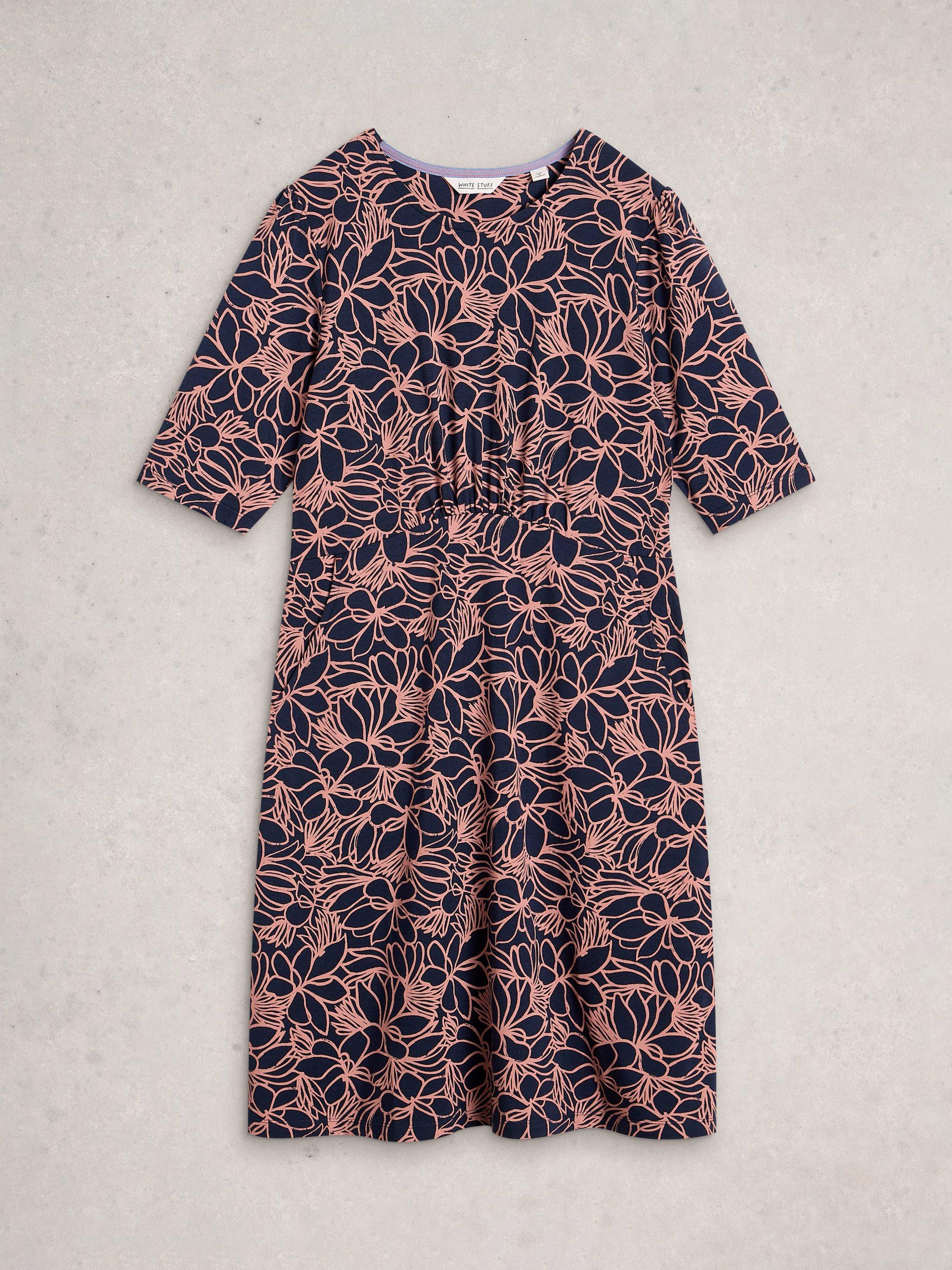 Product image 5 of 6, which shows White Stuff Olivia Floral Jersey Dress, Navy/Multi, 6