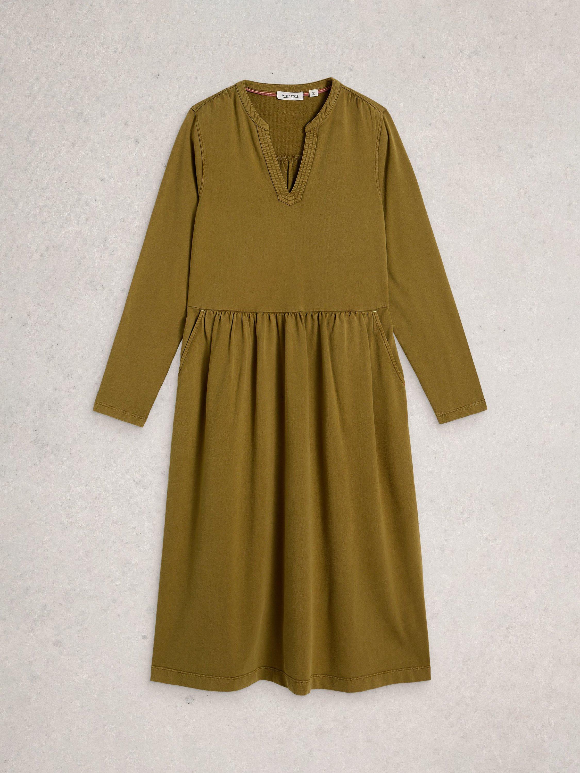 Product image 5 of 11, which shows White Stuff Ray Jersey Midi Dress, Khaki, 6
