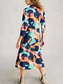 White Stuff Rua Abstract Shirt Dress, Blue/Multi - view 2, Blue/Multi