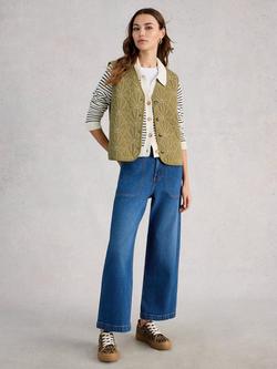 White Stuff Ayra Embroidered Quilted Gilet, Green/Multi, Green/Multi