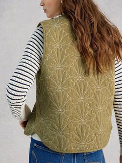 White Stuff Ayra Embroidered Quilted Gilet, Green/Multi - view 2, Green/Multi
