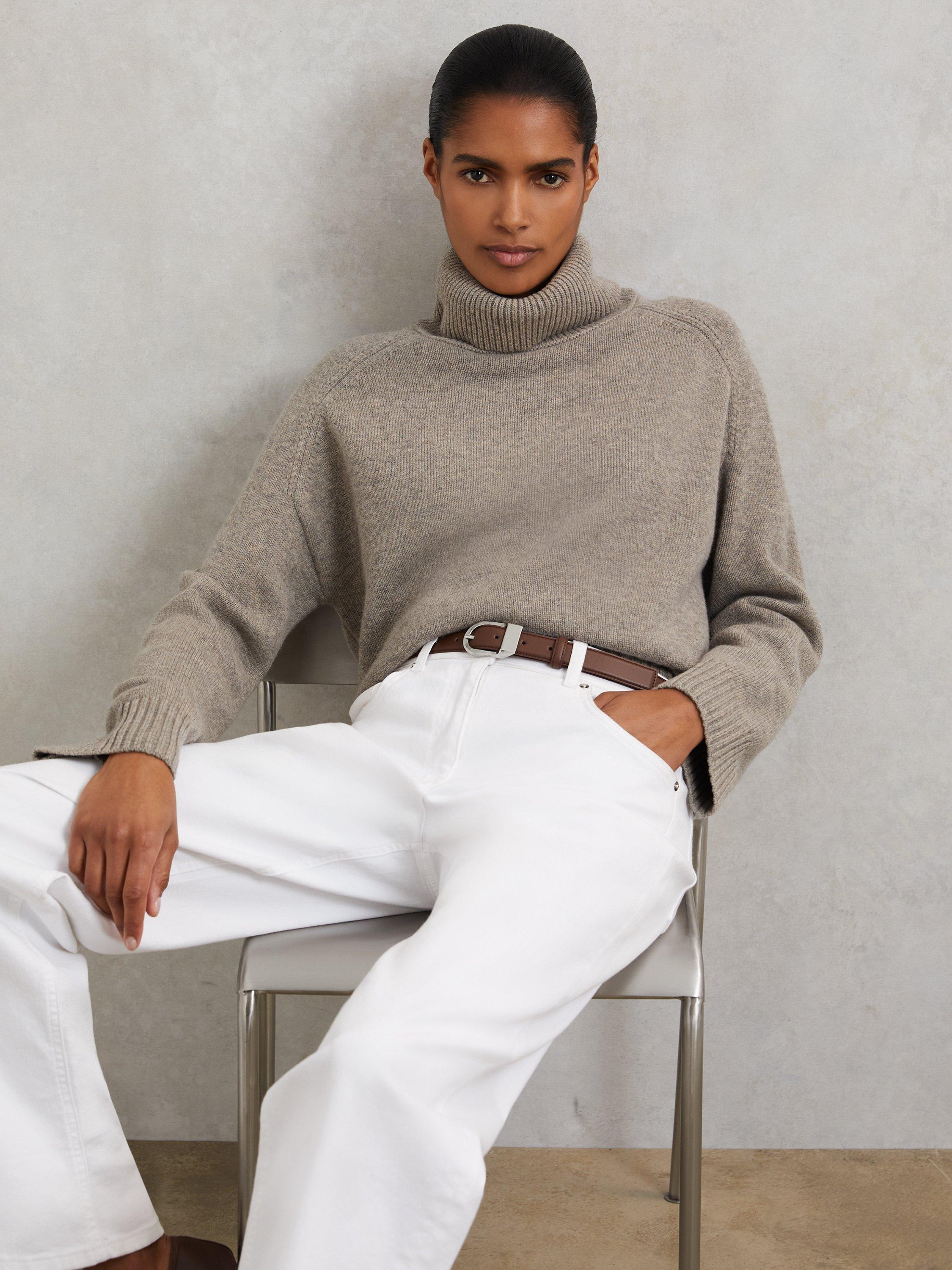 Product image 3 of 5, which shows Reiss Silver Buckle Belt , Chocolate, S