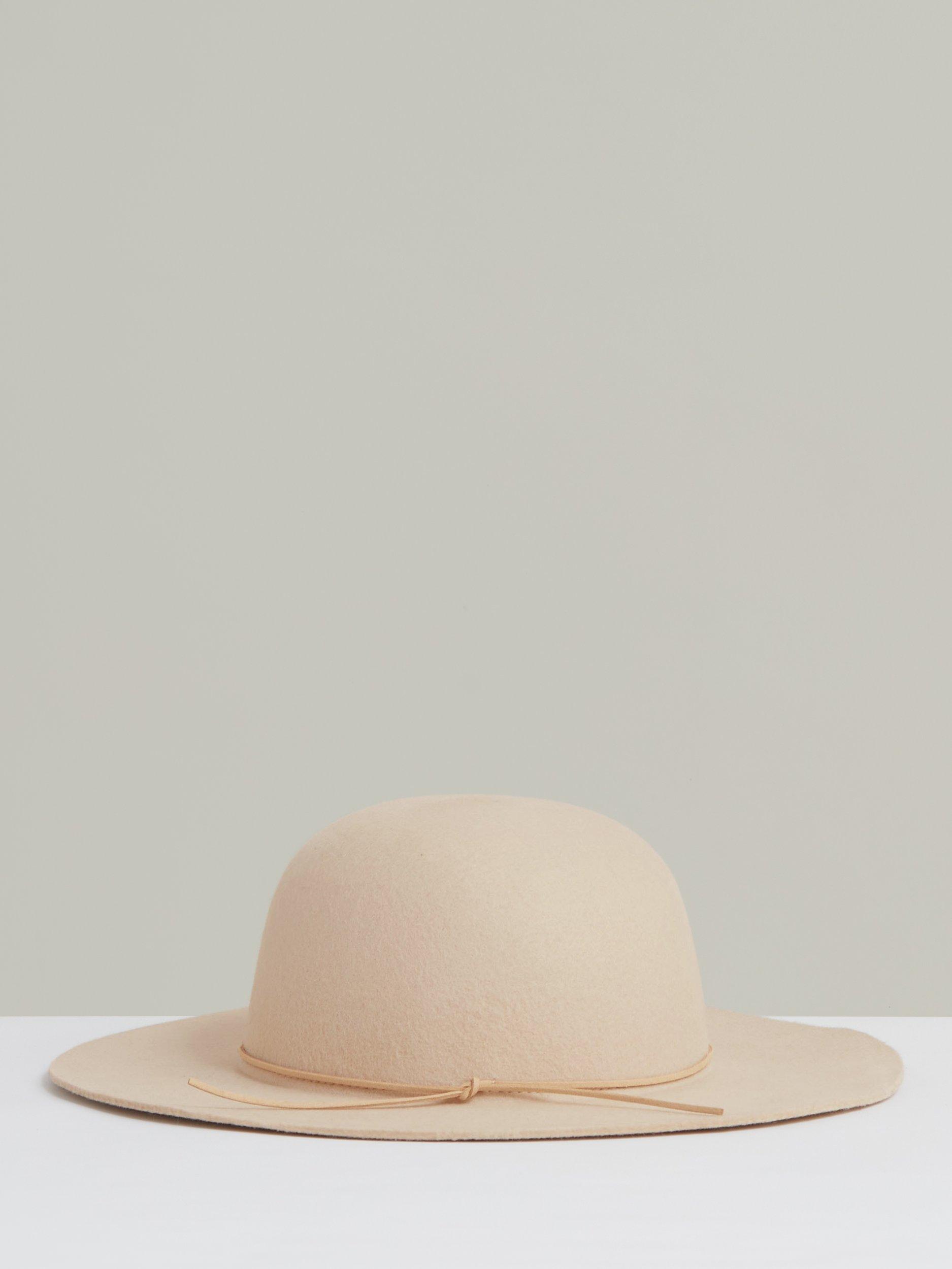 Product image 4 of 5, which shows Reiss Lucy Wool Trim Detail Hat, Neutral, S-M