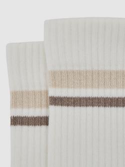 Reiss Helena  High Striped Trainer Socks - view 2, Neutral