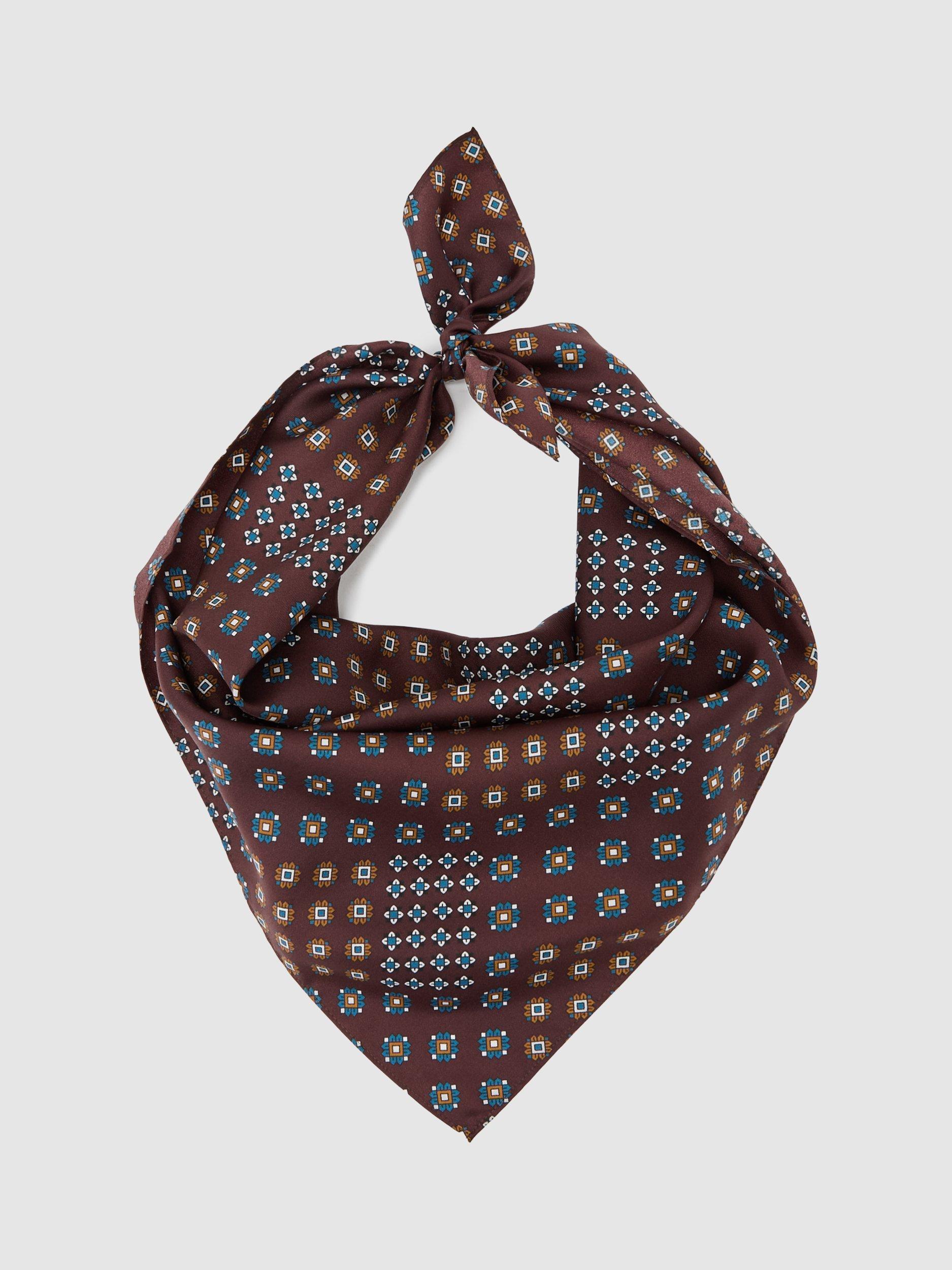 Product image 2 of 3, which shows Reiss Nina Printed Silk Neck Tie, Burgundy, One Size