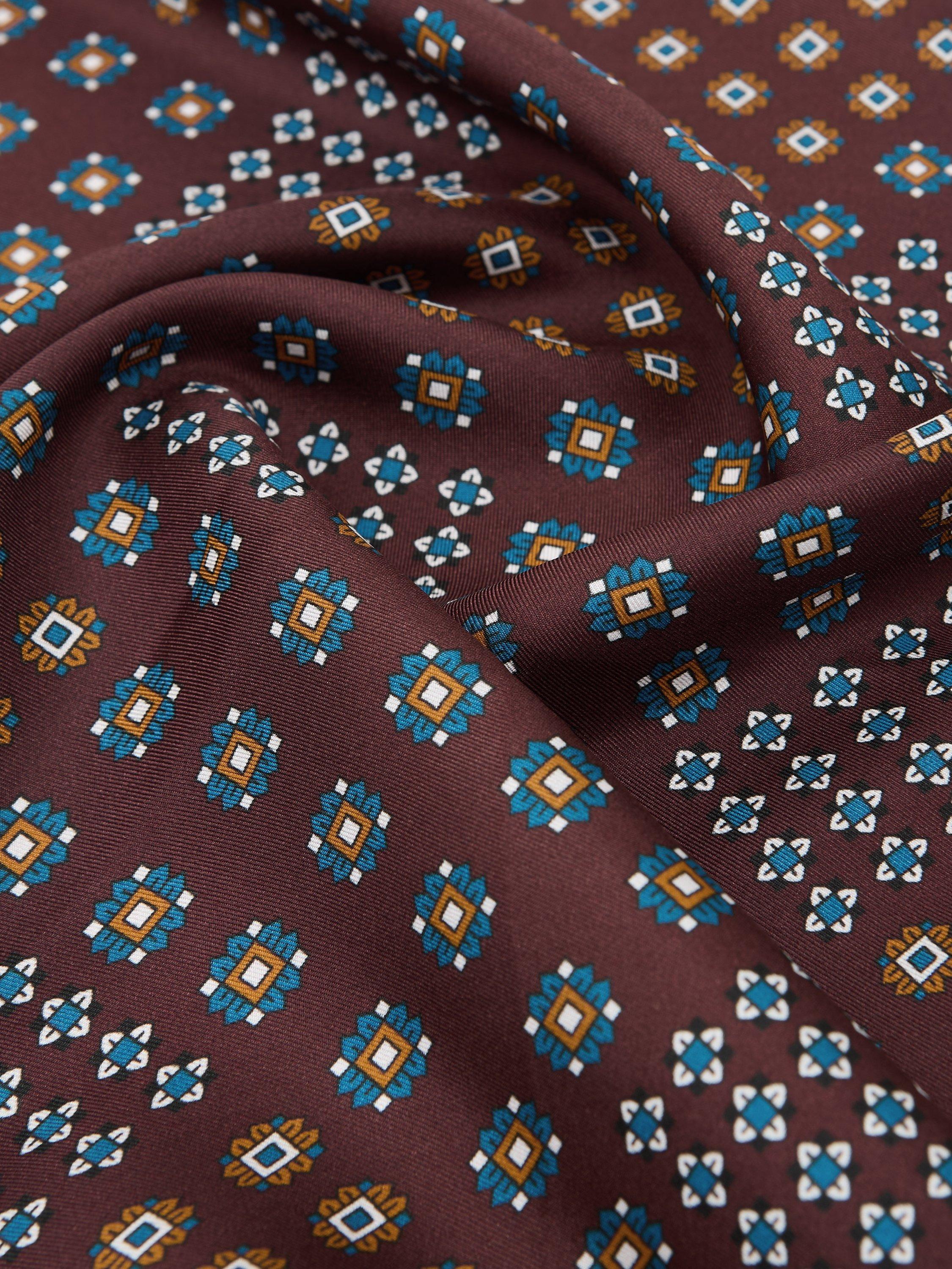 Product image 3 of 3, which shows Reiss Nina Printed Silk Neck Tie, Burgundy, One Size